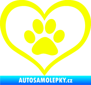 Samolepka Tlapky love 002 Fluorescentní žlutá