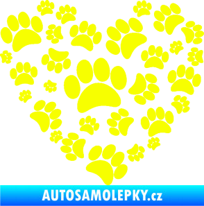Samolepka Tlapky love 003 Fluorescentní žlutá