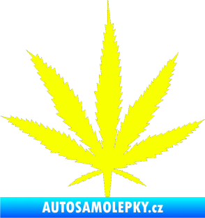Samolepka Travka 001 lístek marihuany Fluorescentní žlutá