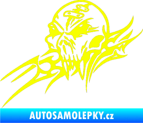 Samolepka Tribal skull levá lebka Fluorescentní žlutá
