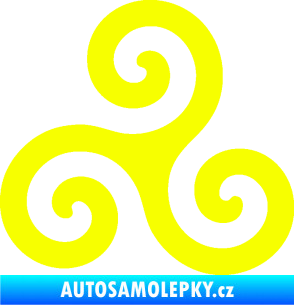 Samolepka Triskelion keltský znak Fluorescentní žlutá