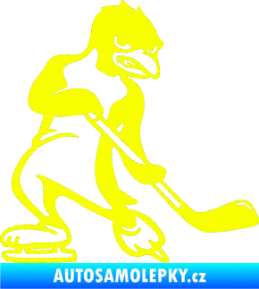 Samolepka Tučňák hokejista pravá Fluorescentní žlutá