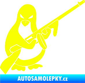 Samolepka Tučňák se samopalem pravá Fluorescentní žlutá