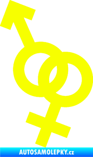 Samolepka Ty a já 001 symbol pro muže a ženu Fluorescentní žlutá