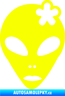 Samolepka UFO 009 slečna s kytičkou pravá Fluorescentní žlutá