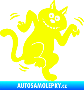 Samolepka Veselá kočka pravá Fluorescentní žlutá