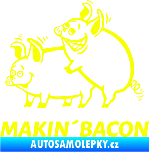 Samolepka Veselá prasátka makin bacon levá Fluorescentní žlutá