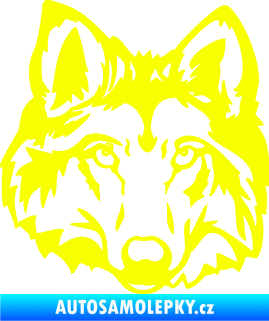 Samolepka Vlk 008 pravá  hlava Fluorescentní žlutá