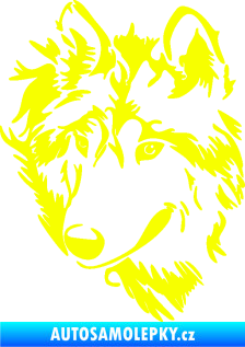 Samolepka Vlk 009 levá hlava Fluorescentní žlutá
