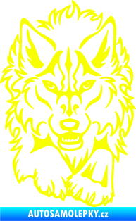Samolepka Vlk 010 pravá běžící  Fluorescentní žlutá