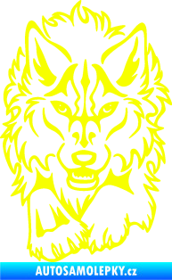 Samolepka Vlk 010 levá běžící  Fluorescentní žlutá