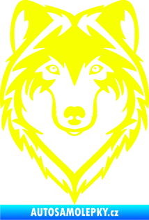 Samolepka Vlk 011 hlava Fluorescentní žlutá