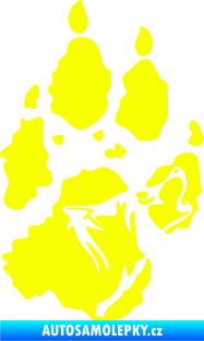 Samolepka Vlk 018 levá stopa s vlčím obrysem Fluorescentní žlutá
