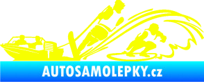Samolepka Vodní lyžování a surf levá Fluorescentní žlutá