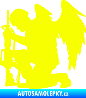 Samolepka Voják 015 levá modlící se s křídly Fluorescentní žlutá