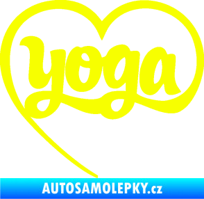 Samolepka Yoga nápis v srdíčku Fluorescentní žlutá