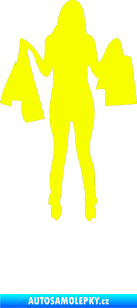 Samolepka Žena na nákupu 003 levá Fluorescentní žlutá
