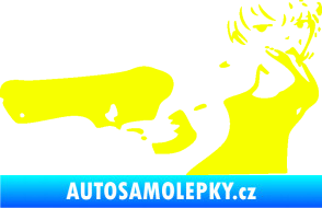 Samolepka Žena s pistolí levá Fluorescentní žlutá
