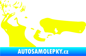 Samolepka Žena s pistolí pravá Fluorescentní žlutá