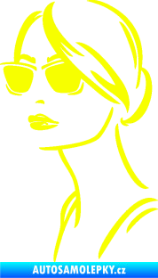 Samolepka Žena tvář 003 levá s brýlemi Fluorescentní žlutá