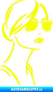 Samolepka Žena tvář 003 pravá s brýlemi Fluorescentní žlutá