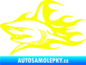 Samolepka Žralok 017 levá s plameny Fluorescentní žlutá