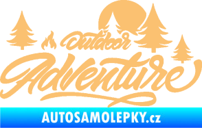 Samolepka Adventure outdoor nápis les,hory a táborák béžová
