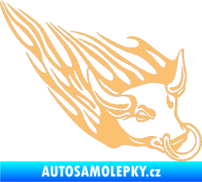 Samolepka Animal flames 010 pravá býk s kruhem béžová