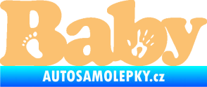 Samolepka Baby nápis otisk ručky a nožky béžová