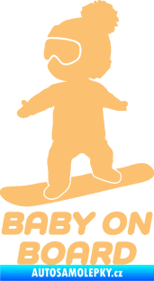 Samolepka Baby on board 009 levá snowboard béžová