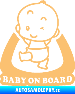 Samolepka Baby on board 011 levá s nápisem béžová