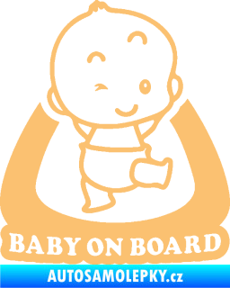 Samolepka Baby on board 011 pravá s nápisem béžová