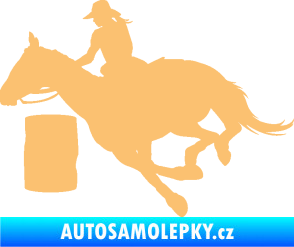 Samolepka Barrel racing 001 levá cowgirl rodeo béžová
