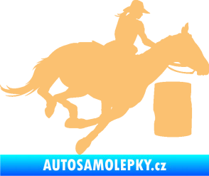 Samolepka Barrel racing 001 pravá cowgirl rodeo béžová
