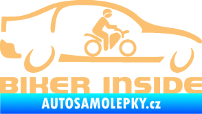 Samolepka Biker inside 001 motorkář v autě béžová