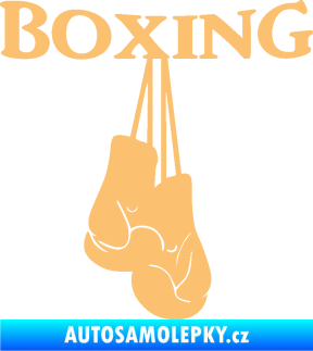 Samolepka Boxing nápis s rukavicemi béžová