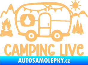 Samolepka Camping live 001 levá cestování v karavanu béžová