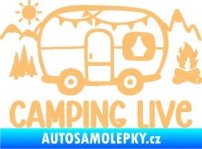 Samolepka Camping live 001 pravá cestování v karavanu béžová