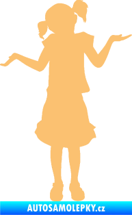 Samolepka Děti silueta 001 levá holčička krčí rameny béžová