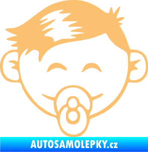 Samolepka Dítě v autě 049 levá kluk s dudlíkem béžová
