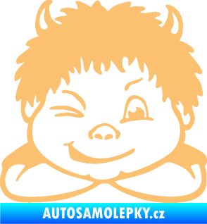 Samolepka Dítě v autě 055 pravá kluk čertík béžová