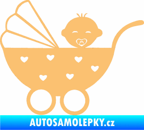 Samolepka Dítě v autě 070 levá kočárek s miminkem béžová