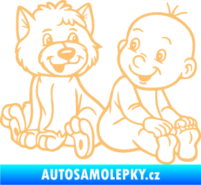 Samolepka Dítě v autě 087 pravá chlapeček s pejskem béžová