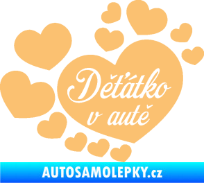 Samolepka Dítě v autě 092 nápis děťátko v autě se srdíčky béžová