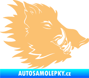 Samolepka Divoké prase 001 pravá kanec hlava béžová