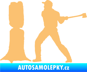 Samolepka Dřevorubec 005 levá sekat kmen béžová