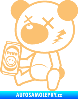 Samolepka Drunk bear 003 levá medvěd s pivem béžová