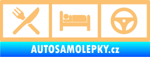 Samolepka Eat, sleep, drive 002 symboly jím, spím, řídím béžová