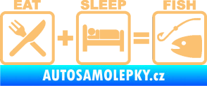 Samolepka Eat sleep fish béžová