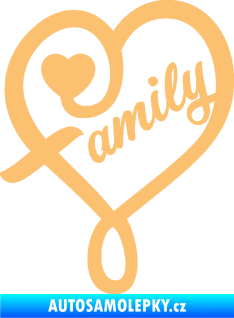 Samolepka Family 001 nápis se srdíčkem béžová